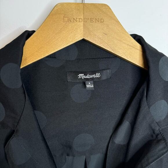 Madewell Jacquard Polka Dot Black Pajama Style Button Down Shirt Size Small - Picture 3 of 7